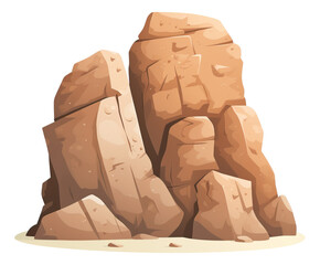 Simple desert rock, Hand drawn watercolor isolated.