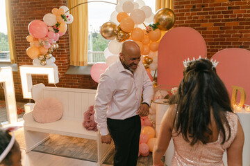 happy father / daughter dance during quinceanera 