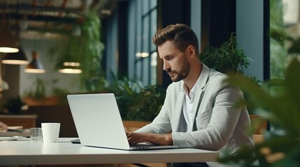 businessman working on laptop in office