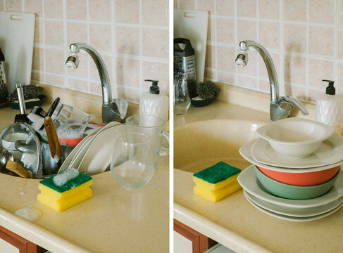 "Before and after" dishwashing 