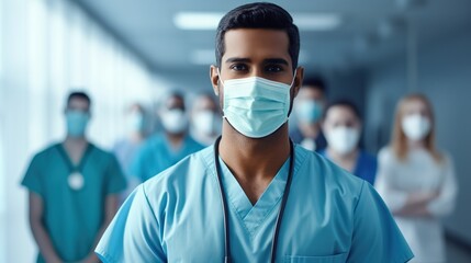 portrait of a male surgeon in hospital. generative ai - obrazy, fototapety, plakaty