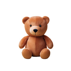 Brown teddy bear toy against a transparent background