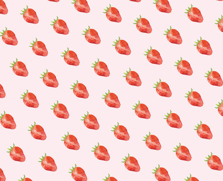 illustration of a seamless pattern of fresh strawberries