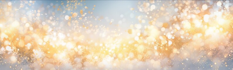 Golden glitter with shiny sparkles background. Defocused abstract lights on background. For Christmas, Wedding, Birthday, festive theme. AI image, digital design.	
