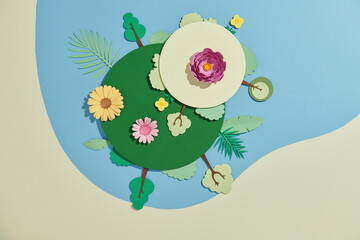 Earth planet surrounded by trees growing