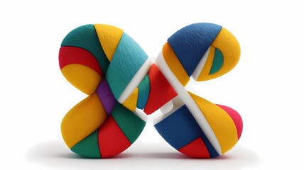 Letter X 3d art illustration with wool texture, generative Ai art