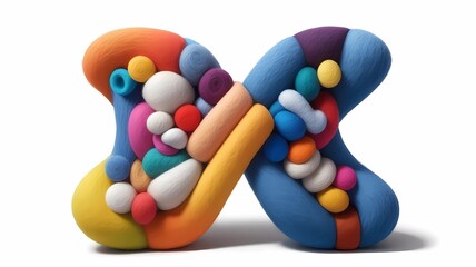 Letter X 3d art illustration with wool texture, generative Ai art