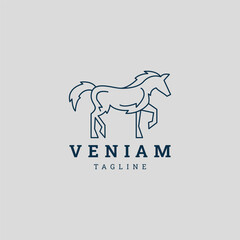 Horse line art logo icon design template