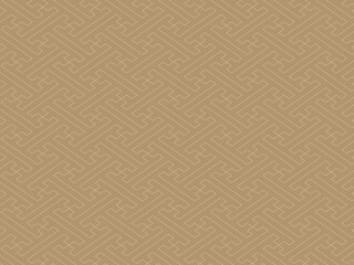 和風背景素材　渋めな金色の紗綾形模様