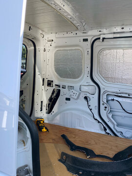 back of an empty van before a build out