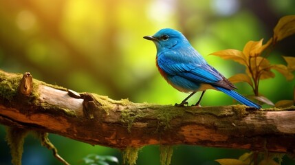 Generative AI : Beautiful Blue Bird rest on branch