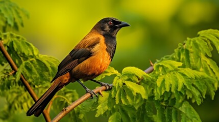 Fototapeta premium Generative AI : Himalayan Shortwing Brachypteryx cruralis Male rest on branch in nature
