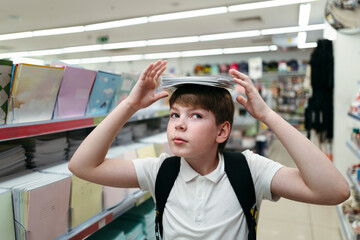 Young boy getting ready for school.
