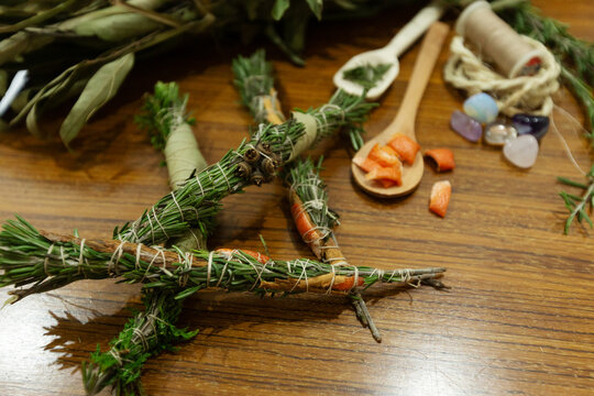 Organic holy plant incense. Spa and aromatherapy