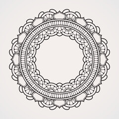 Circular border shape mandala pattern. suitable for henna, tattoos, photos, coloring books. islam, hindu,Buddha, india, pakistan, chinese, arab