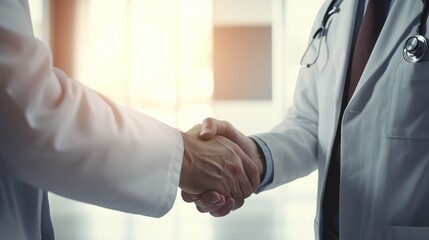 Fototapeta premium A doctor's handshake with two other professionals. generative ai