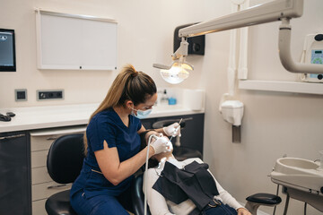 teeth cleaning treatment in a dental clinic