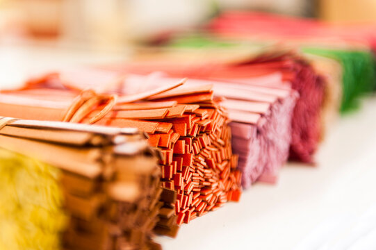 Colourful leather material 