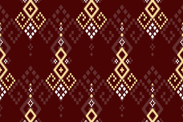 Red traditional ethnic pattern paisley flower Ikat background abstract Aztec African Indonesian Indian seamless pattern for fabric print cloth dress carpet curtains and sarong