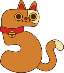 5 number with cat themed character, birthday number decoration 