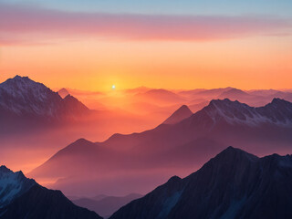 nature Mountain range at sunrise 