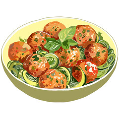 Meatballs on pasta