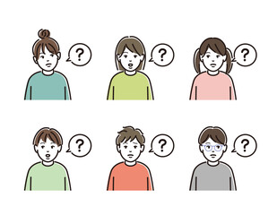 疑問を口にして悩む子供のセット