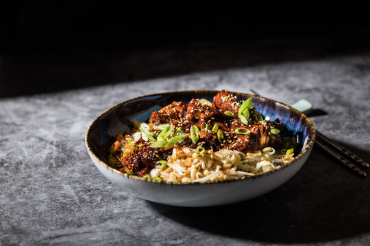Sticky chicken bowl