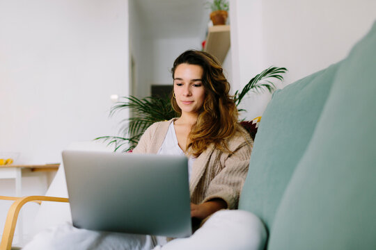 Woman working on a laptop