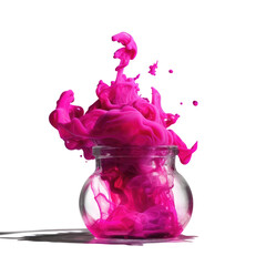 Standalone of Fuchsia color oil based ink in water , Isolated On Transparent, PNG