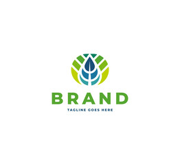 Vector logo on which an abstract image of a drop of water 