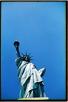 Statue of Liberty against the sky, 35mm