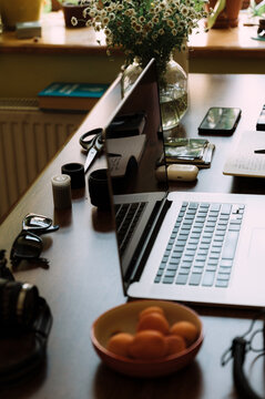 Photographer post-production workplace 