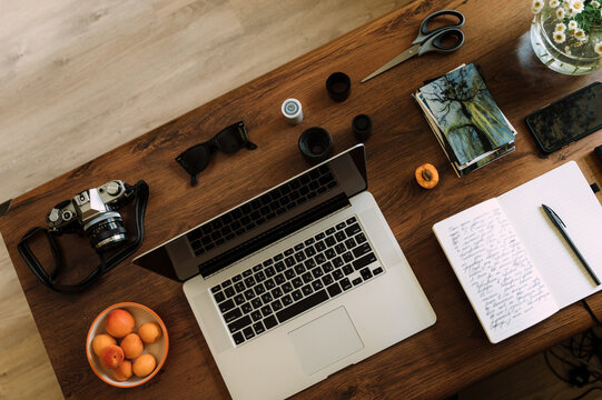 Photographer post-production workplace 