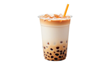 Milk Tea with topping isolated on white transparent background PNG
