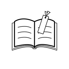 しおりと開いた本のシンプルなイラスト