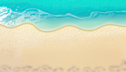 Abstract sand beach with sunlight in a beautiful turquoise water wave, background photo.