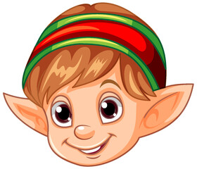 Cute Elf Head Cartoon Character