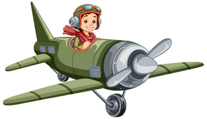 Military jet plane cartoon with pilot © GraphicsRF