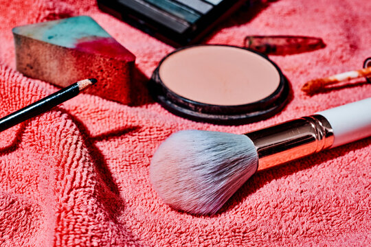 make-up implements on a towel