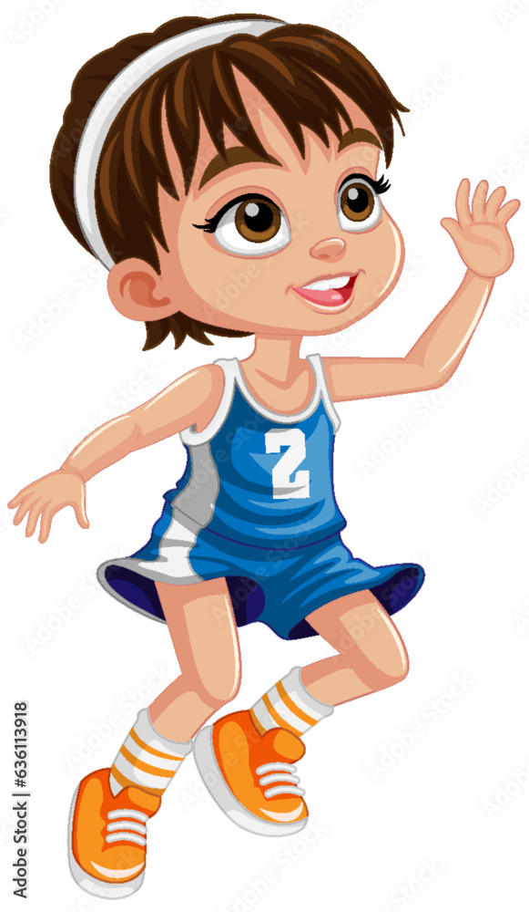 Wall mural Cute basketball player cartoon character