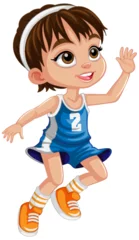 Foto auf Acrylglas Kinder Cute basketball player cartoon character