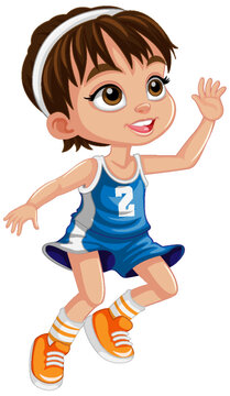 Cute basketball player cartoon character