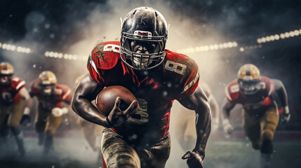 American player holding ball in ground