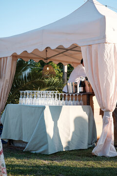 Anonymous Server working in outdoor celebration