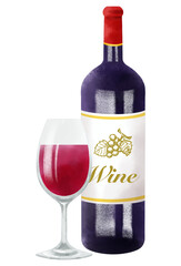 水彩で描いたワインのイラストセット／Conjunto de ilustração de vinho pintado por aquarela