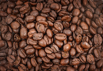 Coffee beans flat lay