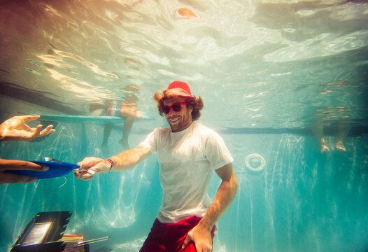 Surreal bbq inside swimming pool water