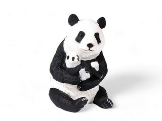 Panda with cubs miniature animal on white background © Adi