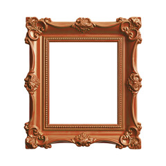 PNG Top view of brown vintage wood photo frame isolated on transparent background for mockup, brown vintage wooden frame. generative ai